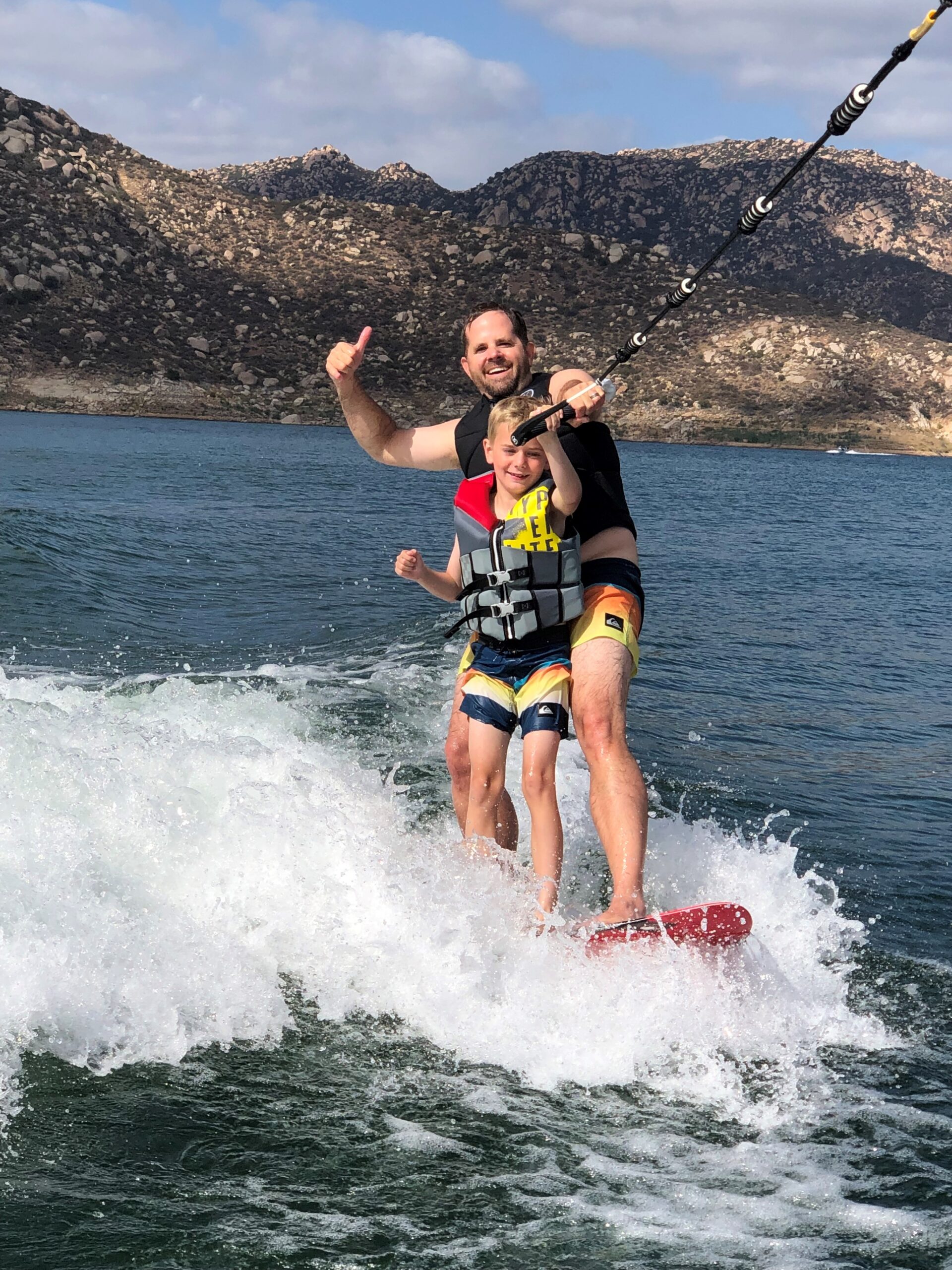 Wake surfing with kids